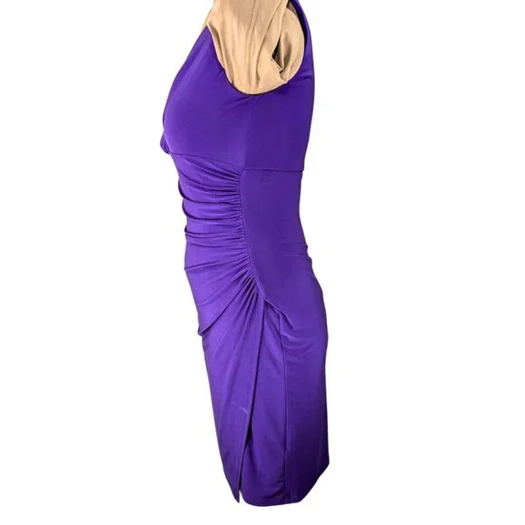 Lauren Ralph Lauren Wmns 12 Purple V-Neck Stretch Sleeveless Cocktail Dress - Picture 2 of 9